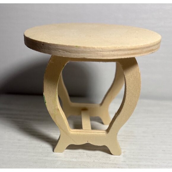 Miniature Wooden Round Table & 4 Chairs Set For Dollhouse Unfinished - Picture 12 of 12